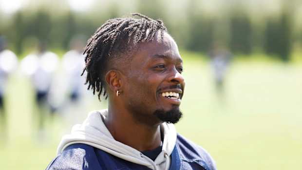 Seattle Seahawks wide receiver Marquise Goodwin (15) returns to the locker room following an OTA workout at the Virginia Mason Athletic Center.